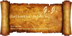 Gallovits Jolán névjegykártya